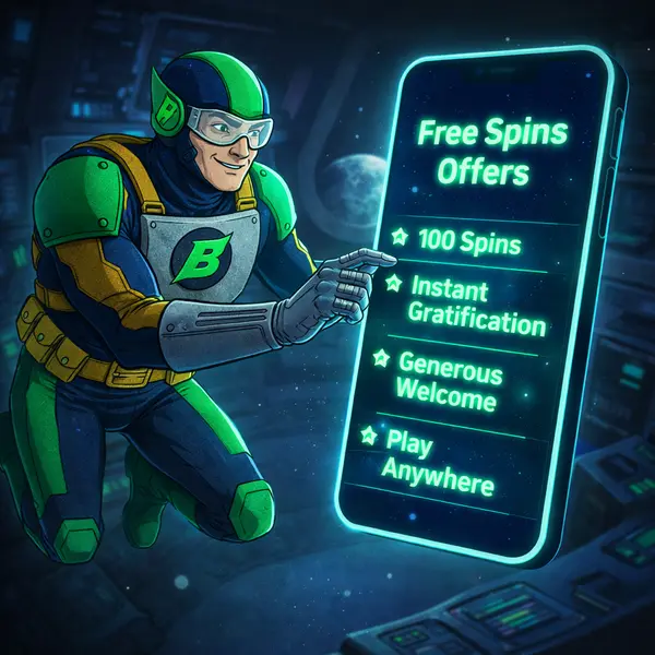 Captain Betway spinning in zero gravity, discovering spins at Bet mac Free Spins Offers lunar base.