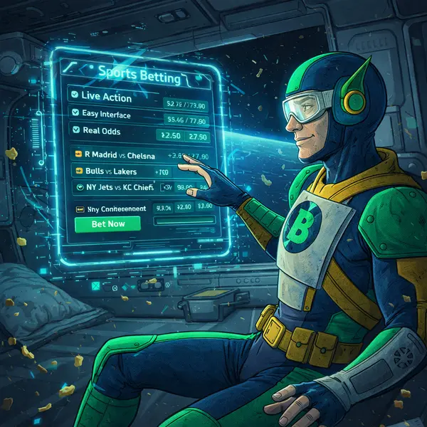 Captain Betway reviews live data at Betmac Sports Betting lounge, surrounded by floating match stats.