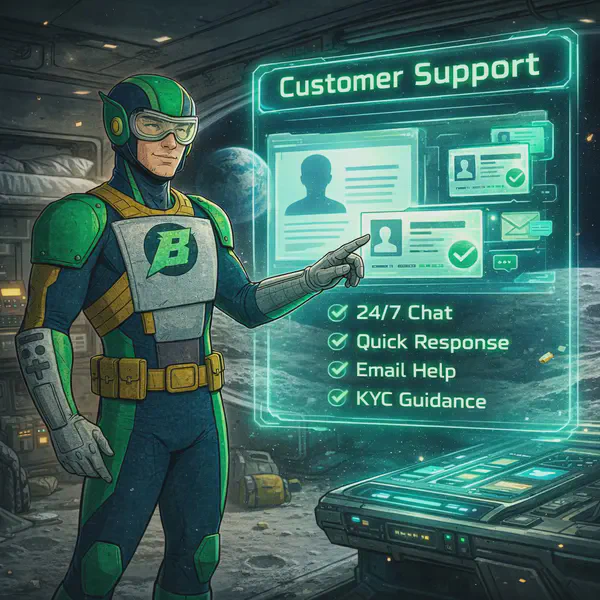 Captain Betway smoothly handles KYC guidance at Casino Betway's dynamic support platform.