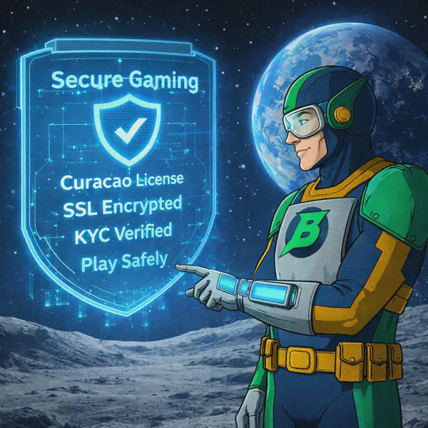 Captain Betway analyzing Curacao License hologram, ensuring Licensing & Compliance secure gaming compliance.